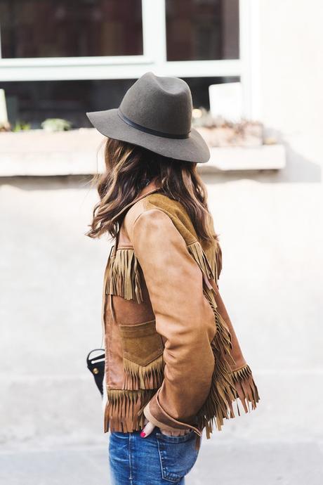 Milan_Fashion_Week-Polo_Ralph_Lauren_Fringed_Jacket-Topshop_Jeans-Bandana-Hat-Outfit-Street_Style-MFW-