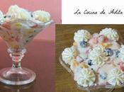 Copas frutas, merengue nata