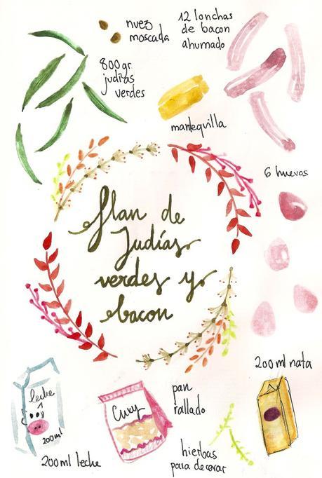 Pastel de judías verdes con bacon Pastel de judías verdes recetas light recetas sanas ilustradas