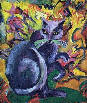 Gato gris en cojín (1919)