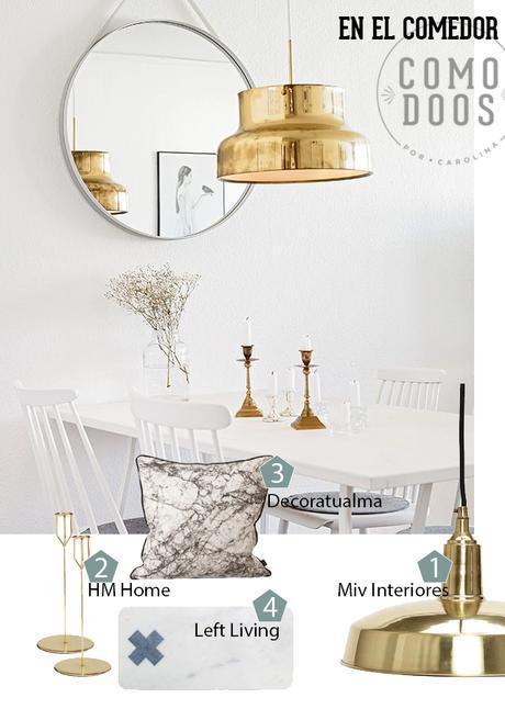 Marmol y dorado. La actualidad de materiales Comedor Dorado y Marmol Comodoos Interiores
