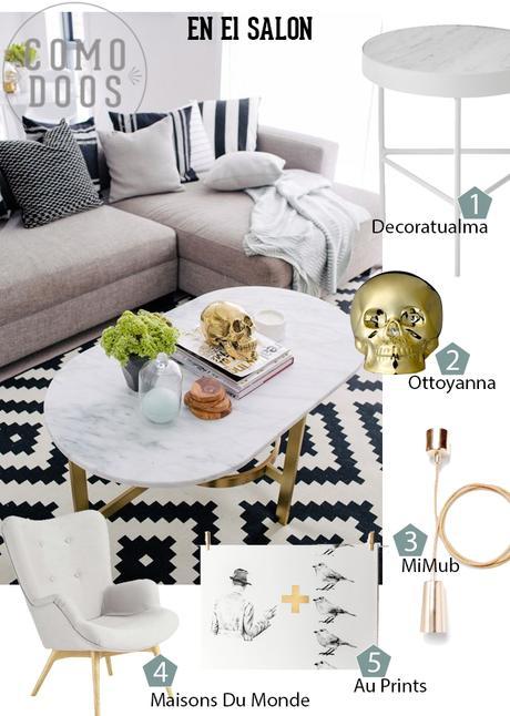 Marmol y dorado. La actualidad de materiales Salon Dorado y Marmol Comodoos Interiores