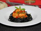 Espaguetis Negros Langostinos Sofrito Verduras