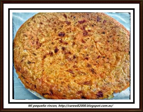 Tortilla de picadillo y pimiento asado