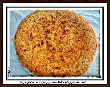 Tortilla de picadillo y pimiento asado