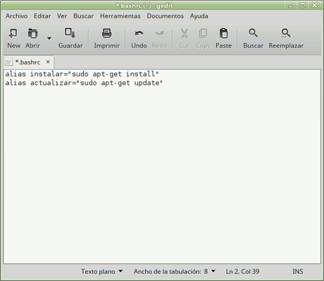 Alias de Linux guardar