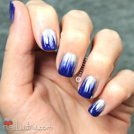 Uñas decoradas en azul klein y plata fácil y rápido