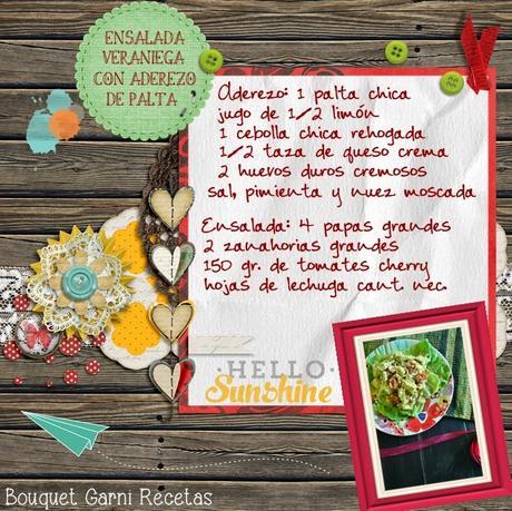 Ensalada veraniega con aderezo de palta