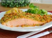Salmon horno costra pesto