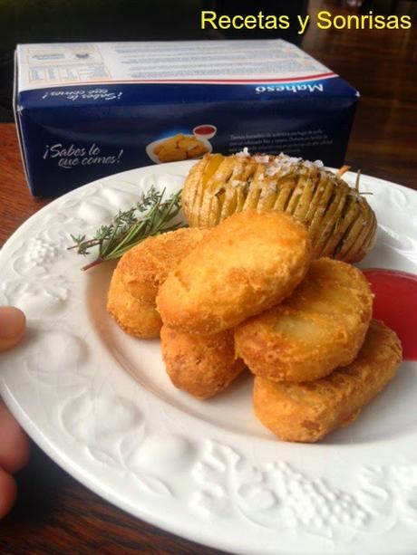 NUGGETS DE POLLO CON PATATITAS AL HORNO ESTILO HASSELBACK