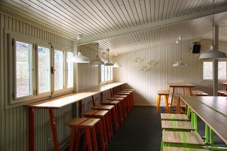 Diseño de cafetería en altura.