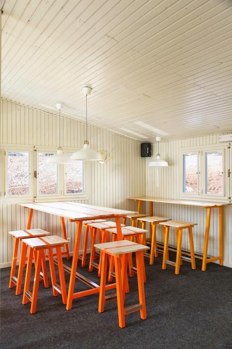 Diseño de cafetería en altura.