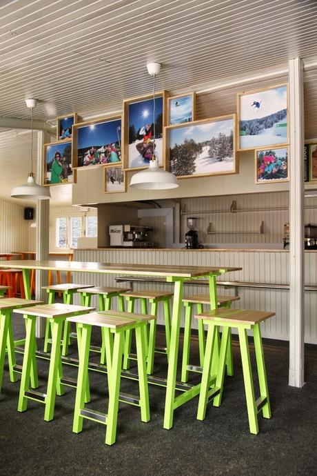 Diseño de cafetería en altura.