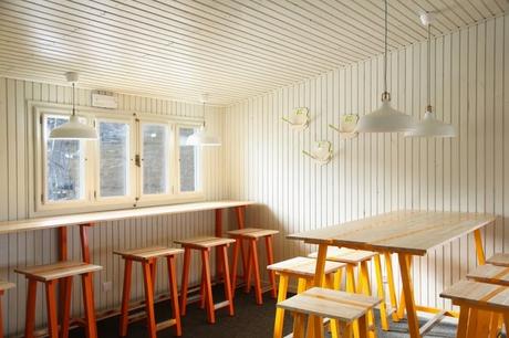 Diseño de cafetería en altura.