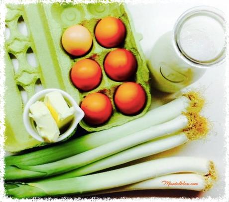 Flan de puerros con salsa de huevo y bacalao