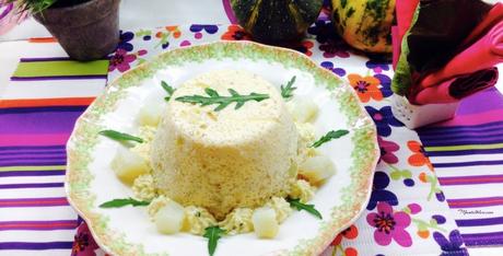 Flan de puerros con salsa de huevo y bacalao