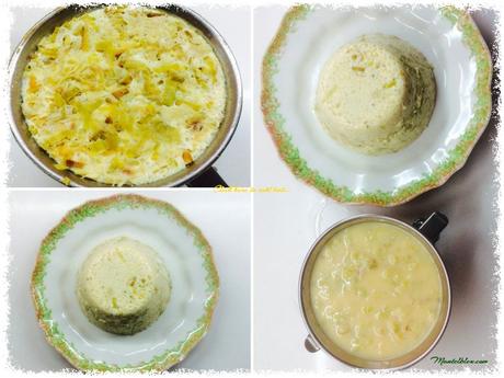 Flan de puerros con salsa de huevo y bacalao