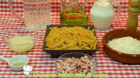 Receta fácil de macarrones a la crema con beicon