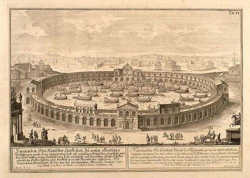 013-La Naumachie o combate naval de los romanos-Entwurf einer historischen Architektur 1721- © Universitätsbibliothek Heidelberg