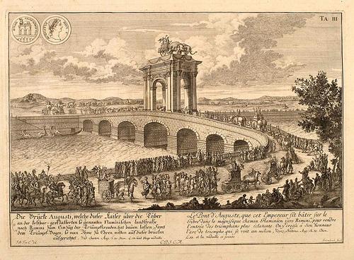 011- El puente de Augusto sobre el Tiber-Entwurf einer historischen Architektur 1721- © Universitätsbibliothek Heidelberg