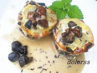 INDIVIDUALES DE NABOS Y SETAS CON SALSA DE TRUFA NEGRA