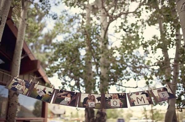 Cartel de bienvenida: Fotos de los novios con letras