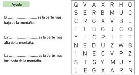 Los paisajes de la tierra 3er grado Partes de una montaña