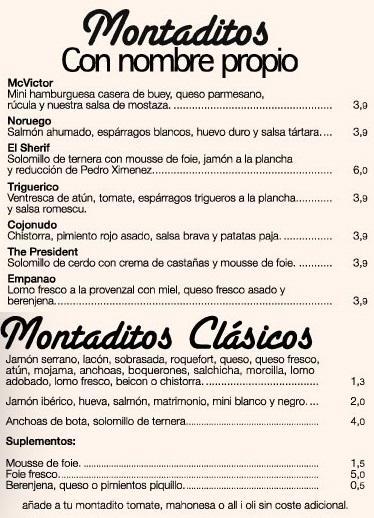 Carta de montaditos