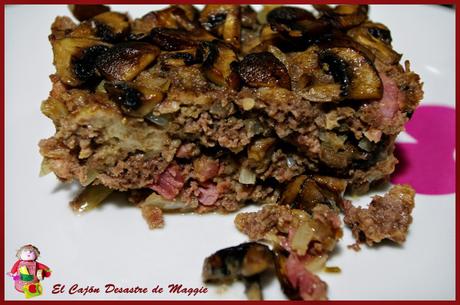 PASTEL DE CARNE, CHAMPIÑONES Y PANCETA