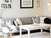 Como decorar salón acogedor, bonito romántico nórdico BLANCO GRIS