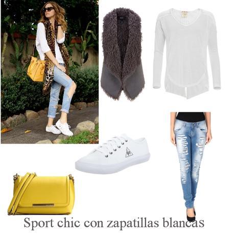 Sport Chic con Zapatillas Blancas