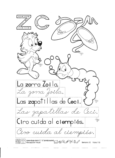 Aprendizaje de la z, c (Sonido suave) percepción visual