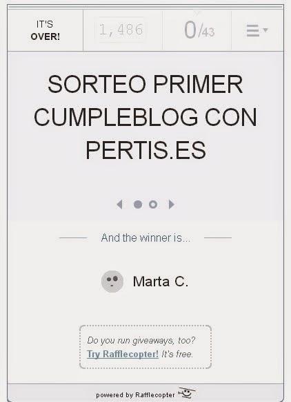 Resolución Sorteo Primer Cumpleblog con Pertis. (Nacional)