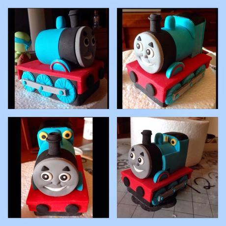 Tarta y tutorial Tren Thomas en fondant