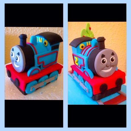 Tarta y tutorial Tren Thomas en fondant