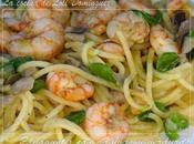 Espaguetis gambas verduras