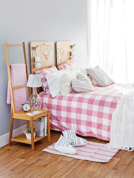 Un romántico dormitorio con reciclado y diy