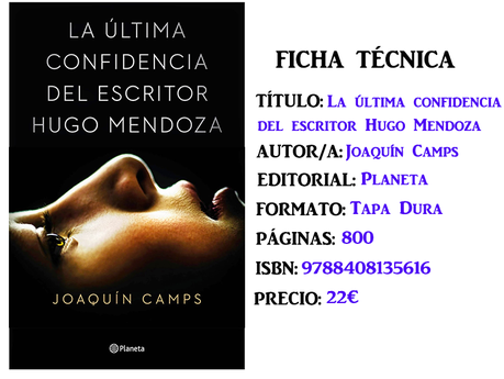Reseña: La última confesión del escritor Hugo Mendoza, de Joaquín Camps