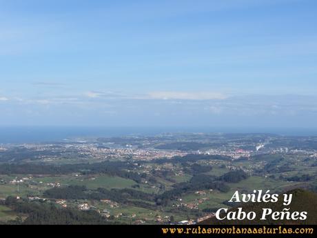 Ruta Sierra Bufarán, picos Degollada o Grande y Cotera: Vista de Avilés y Cabo Peñas