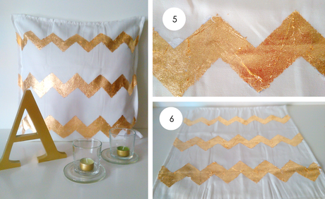 Diy: Cojín de Chevron con pan de oro