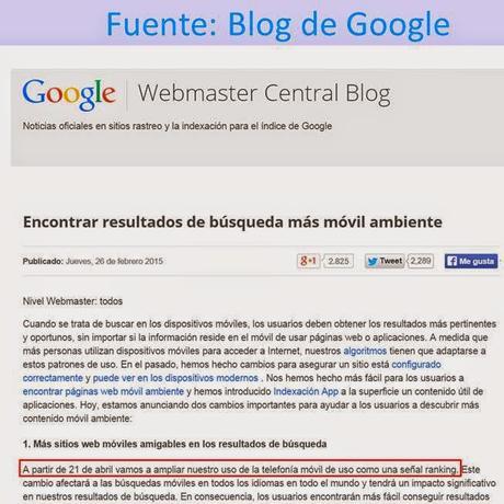 Cambio Google algoritmo mobile