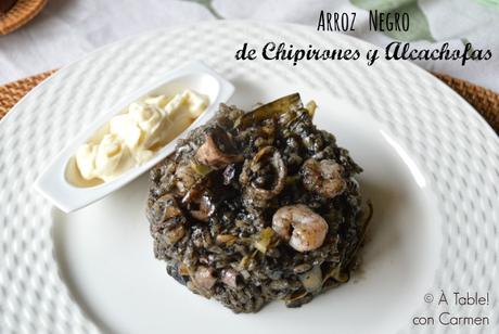 Arroz Negro de Chipirones y Alcachofas