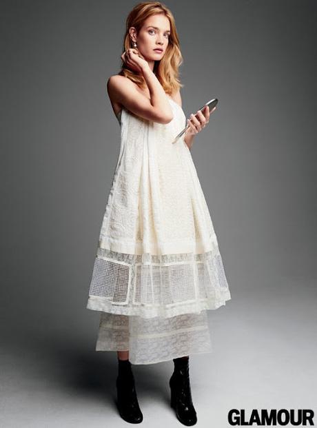 Natalia Vodianova posa con vestidos blancos para Glamour