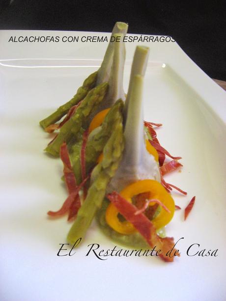 ALCACHOFAS CON CREMA DE ESPÁRRAGOS