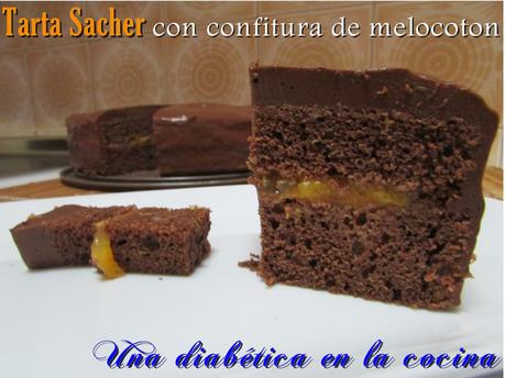 Tarta Sacher con confitura de melocotón sin azúcares añadidos