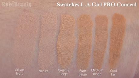 rubibeauty review swatch swatches corrector LA Girl L.A Pro conceal HD concealer