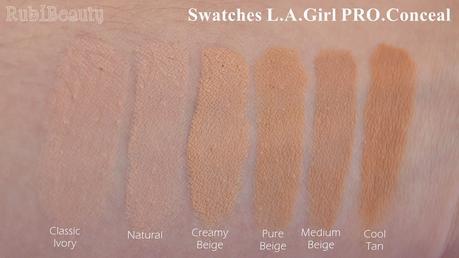 rubibeauty review swatch swatches corrector LA Girl L.A Pro conceal HD concealer