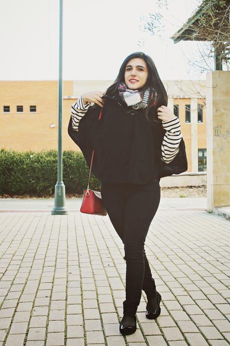 Cape & Stripes & Scarf (OOTD)