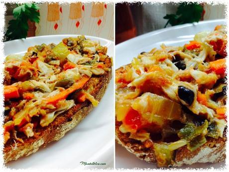 Tosta de verdel sobre verduras pochadas Tosta de verdel sobre verduras pochadas
