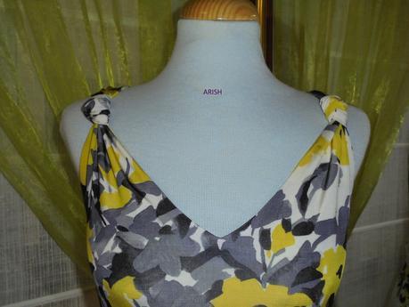 VESTIDO DE PUNTO DE SEDA                 AMARILLO + GRIS